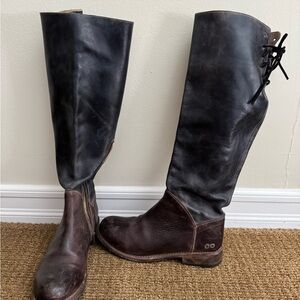 Black and Brown Tall Leather Boots
